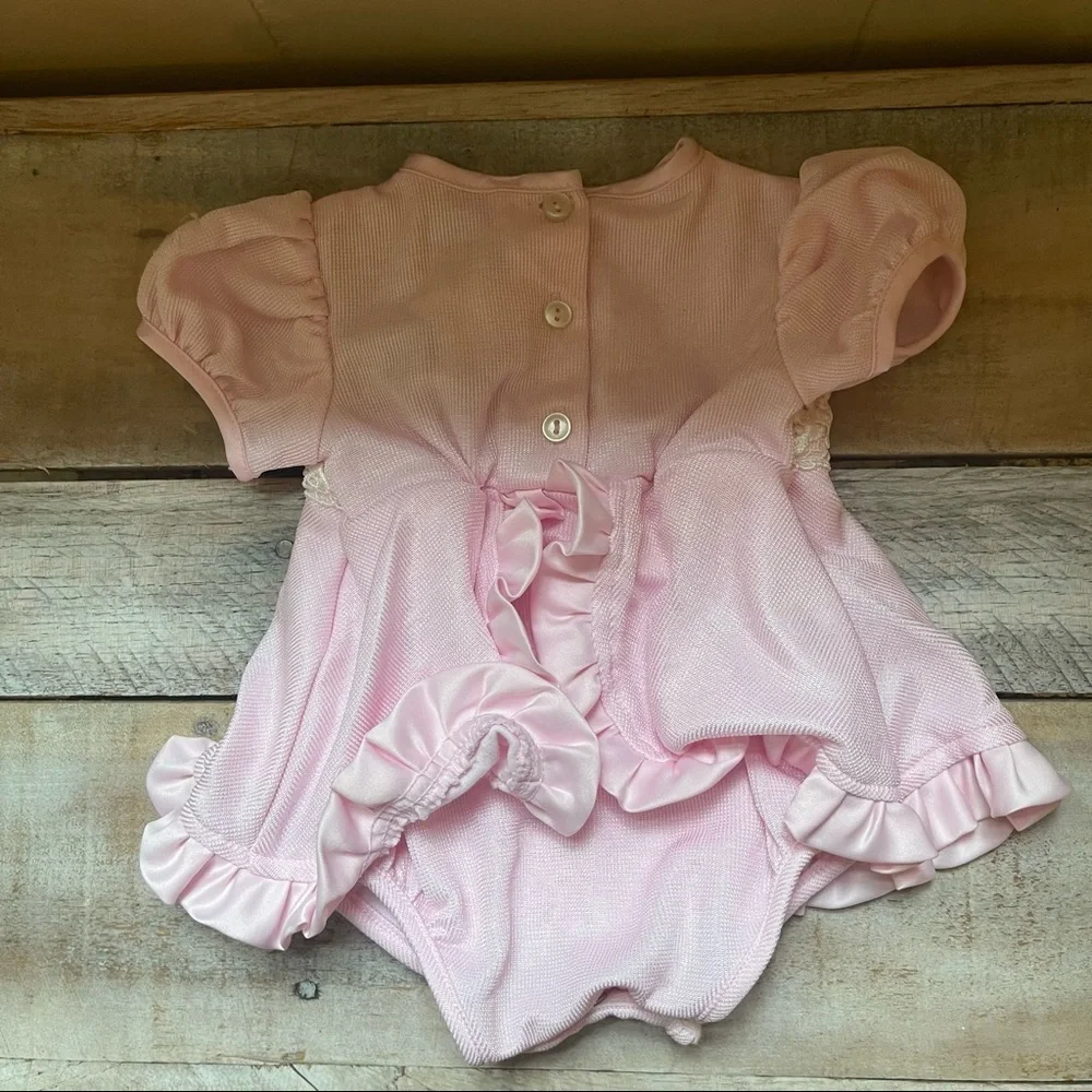 Rose Cottage Pink Rose Bud Lace Trim One Piece Dress​